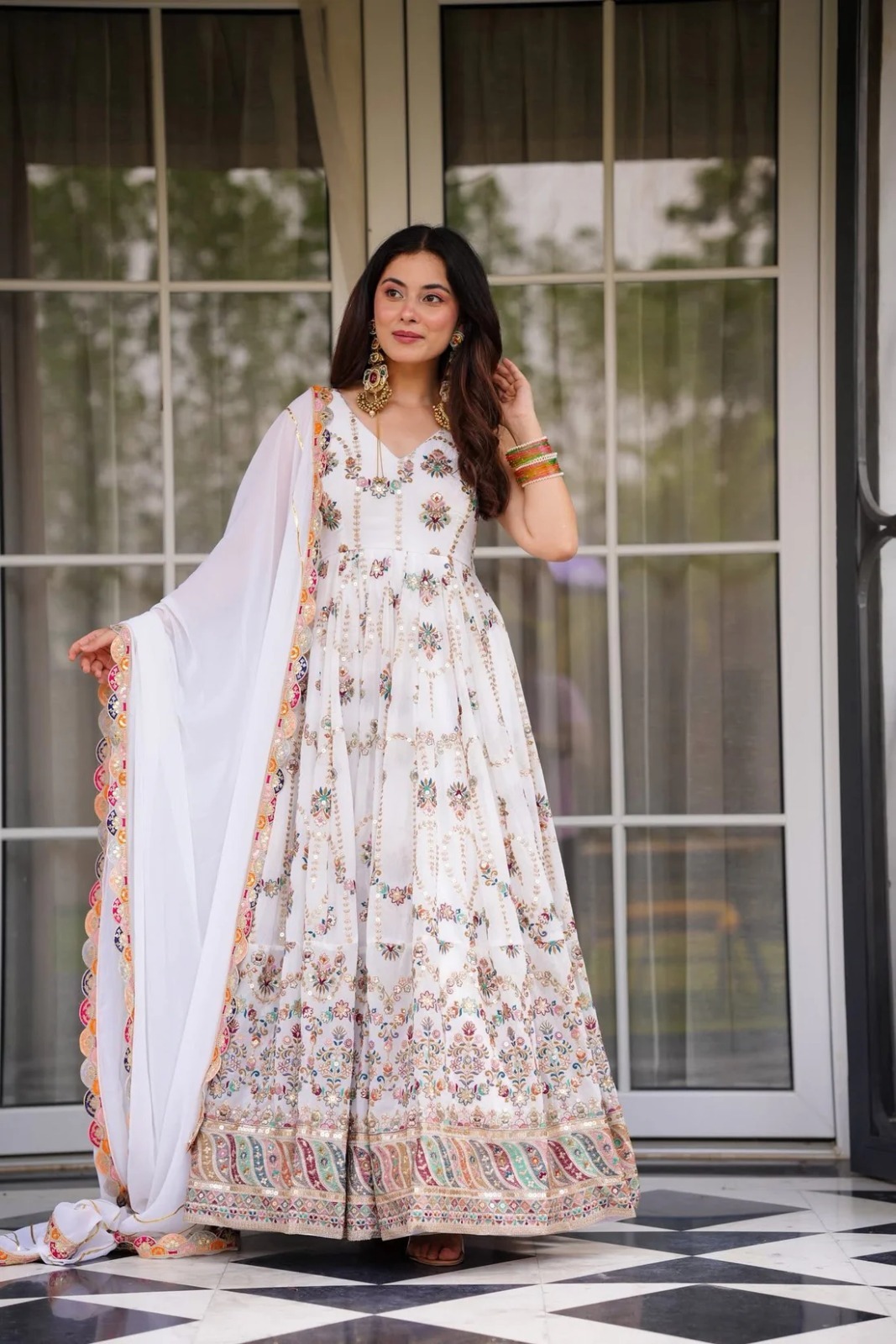 Ethnic Gown with Dupatta - White - image_01_fcc1a9a82e86.jpg