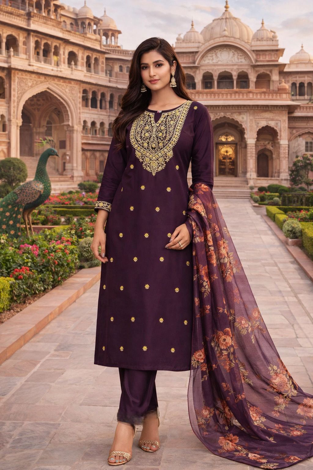 Fancy Fabric Dupatta With Digital Print & Tussle - Purple - image_01_569aaaaa3f3e.jpg