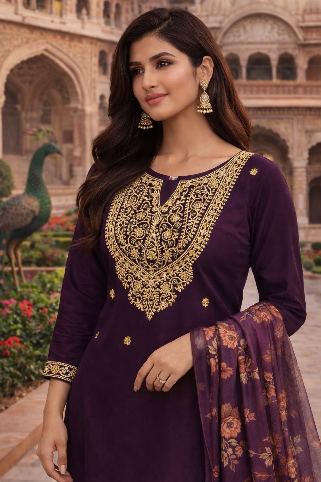 Fancy Fabric Dupatta With Digital Print & Tussle - Purple - image_02_635d78d44509.jpg