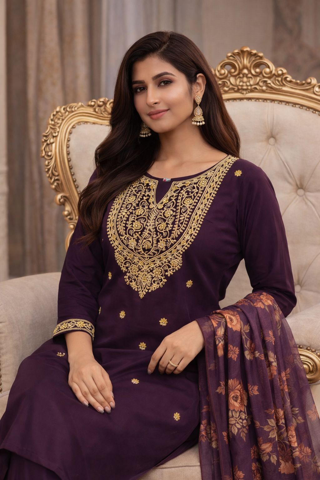 Fancy Fabric Dupatta With Digital Print & Tussle - Purple - image_03_f26e1975c7c8.jpg