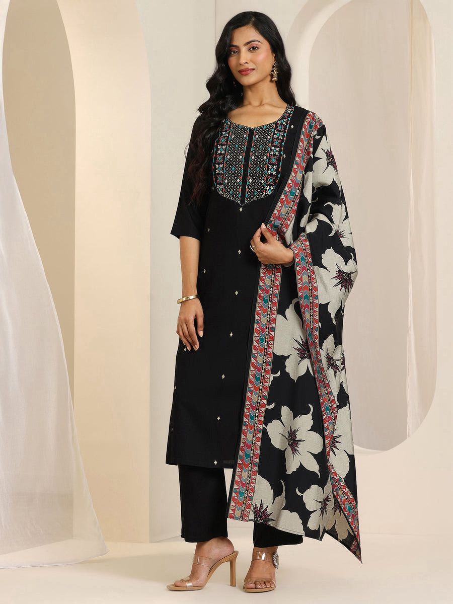 New Reyon beautiful Suit Set and Duppta  - Black - image_01_12e78be5b8ce.jpg