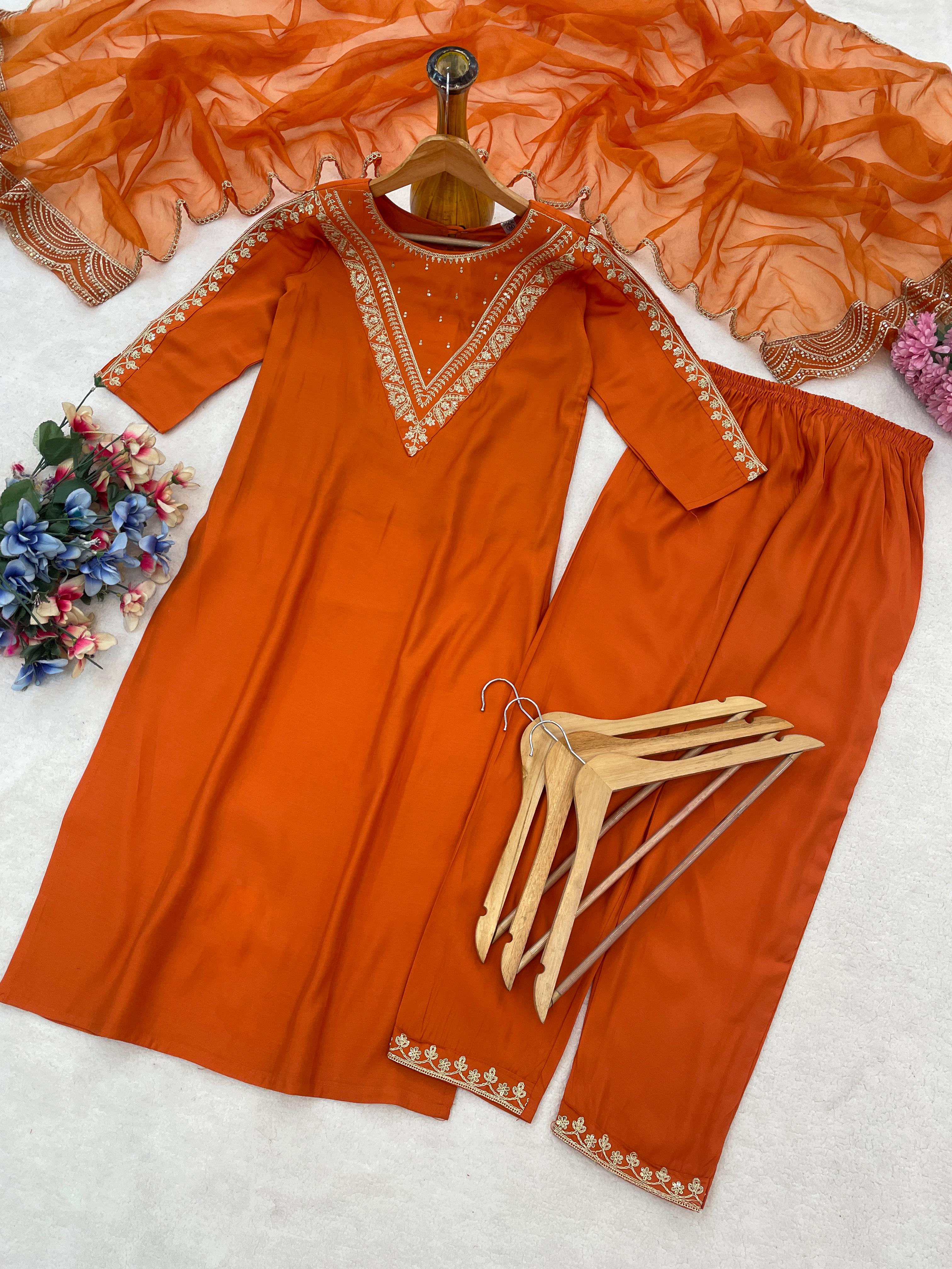 Presenting New Roman Fabric beautiful suit set - Orange - image_03_b6915393fc76.jpg