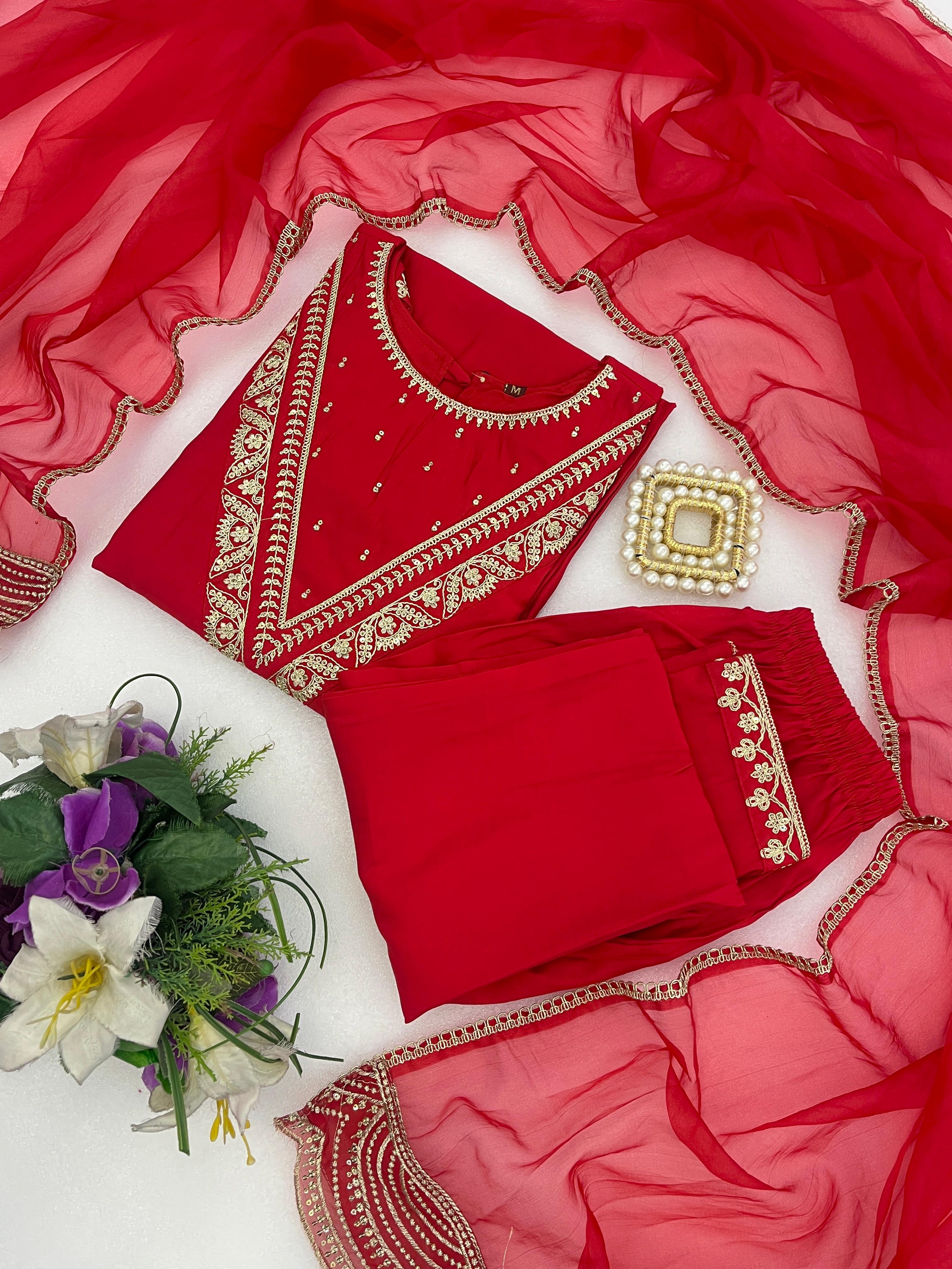 Presenting New Roman Fabric beautiful suit set - Red - image_03_ff33b71ea61f.jpg