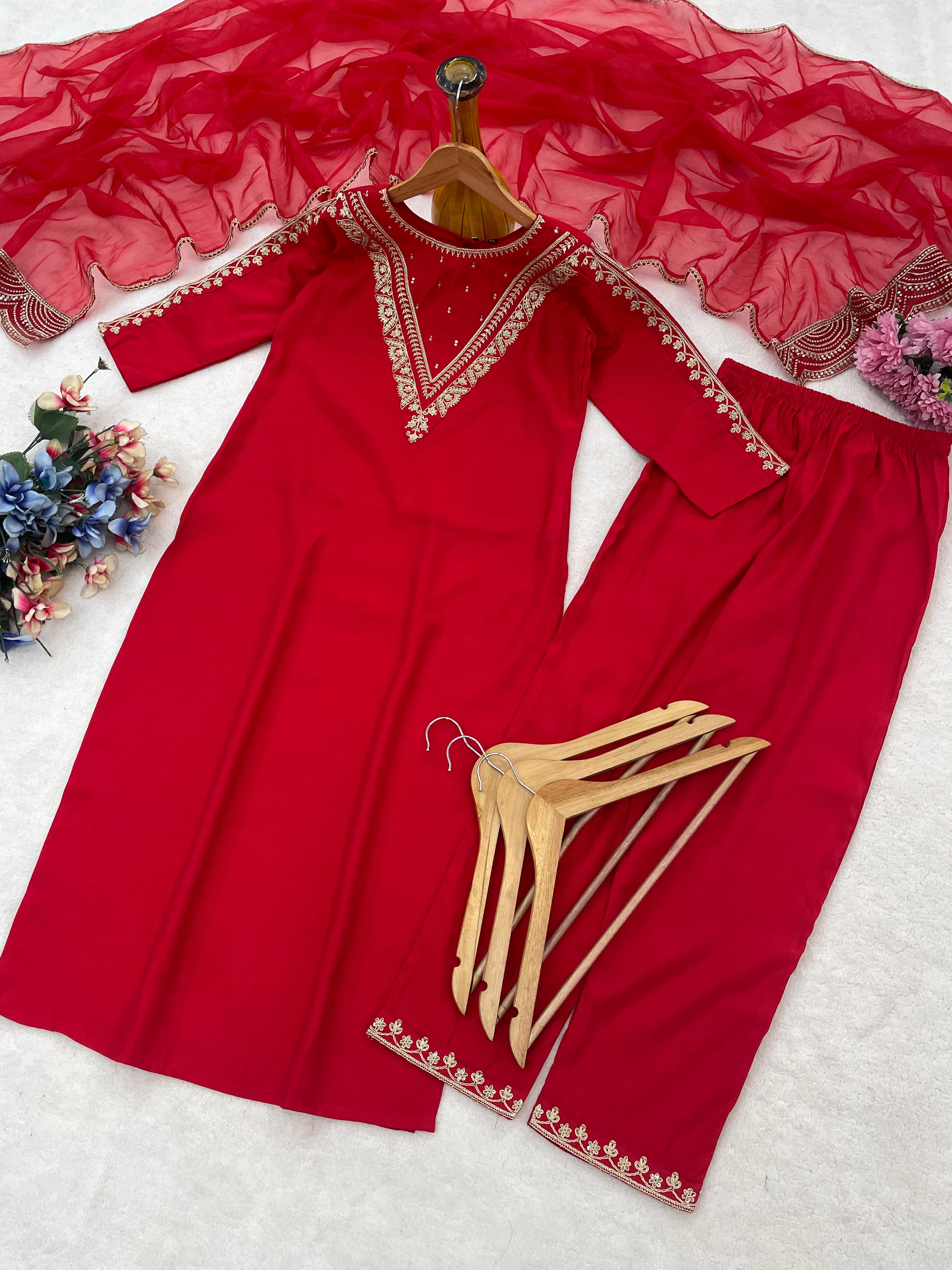 Presenting New Roman Fabric beautiful suit set - Red - image_04_3d484fc8d531.jpg